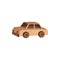 Childish wooden toy in shape of car, cartoon flat vector illustration isolated on white background.