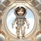 Childlike Cartoon-Style Astronaut Isolated on a White Background.