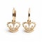 Childlike Charm: Gold Diamond Crown Earrings