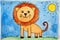 childlike drawing of cute lion AI generated