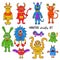 Childlike drawn monsters vector set