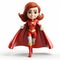 Childlike Illustrations Of A Crimson 3d Female Superhero Toy Figure