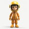 Childlike Orange Astronaut 3d Model - Clean, Streamlined, And Playful