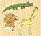 Childlike stickers with lion, giraffe and crocodile