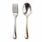 Childlike Still Life: Silver And Gold Teaspoons On White Background