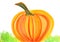 Childlike Watercolor Painting Of A Halloween Pumpkin