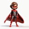 Childlike Wonder: Red And Black Action Figure Of A Cute Cartoonish Superhero