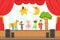 Children Actors Performing Fairy-Tale On Stage On Talent Show Colorful Vector Illustration With Talented Schoolkids