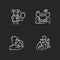 Children and adults health care chalk white icons set on black background