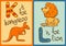 Children Alphabet with Funny Animals Kangaroo and Lion.