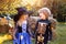 Children in America celebrate Halloween. Happy kids on Halloween party. Trick-or-treating. Cute children wearing