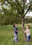 Children in apple orchard