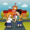 Children back to school background. Vector illustration