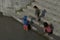 Children on the bank of the sacred river near the cremation site