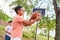 Children at the basketball tournament in summer camp