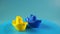 Children bath toy blue and yellow boat