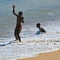 Children on the beach in Swakopmund, Namibia