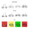 Children bicycle, a double tandem and other types.Different bicycles set collection icons in flat,outline,monochrome