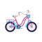 Children bike decorated for little girls, flat vector illustration isolated.