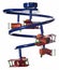 Children blue spiral pendant light with five red airplanes shaped bulb shades