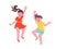 Children boy and girl jumping and laughing