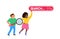 Children boy and girl using search bar and magnifying glass . internet searching finding data information concept vector