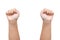 Children Boy hand showing fist as rock paper sign