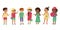 Children, boys and girls of different nationalities on a white background