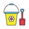 Children bucket and shovel color icon