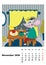 Children calendar 2020 for November, with main hero rat or mouse, a symbol of the new year. The week starts on Monday. Cartoon