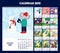 Children calendar 2020 for whole year, with main hero rat or mouse, a symbol of the new year. The week starts on Monday. Cartoon