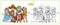 Children in carnival costumes of the pharaoh, princess, cowboy and new year elf Santa Claus color and outlined