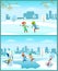 Children on Christmas Winter Vacations Snowy City