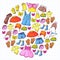 Children clothes. Background for babies, kids patterns.