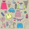 Children clothes and toys design elements set