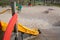 Children colored slide sand playground