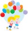 Children with colorful balloons