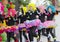 Children in colorful wigs