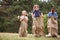 Children competing at sack race