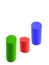 Children constructor will line up wooden multicolored cylinders.