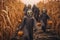 Children In Costumes Explore Eerie Corn Maze Guided By Jackolanterns