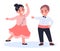 Children creative hobby concept. Dancing children in dress and suit.