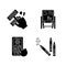 Children creativity toys black glyph icons set on white space