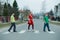 Children crossing street on crosswalk