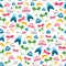 Children cute cartoon kids hats seamless pattern.