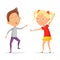 Children dancing or cartoon boy with girl moving