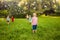 Children are delighted watching the soap bubbles