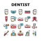 Children Dentist Dental Care Icons Set Vector