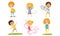 Children In Different Physical Activities Concept Vector Illustration Set