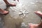 Children Discovering Starfish On Beach